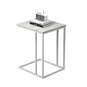 HOME BI C Table End Table, Beside Bed Sofa End Table, Save Spaces Side Table C Shape, Easy to Install Side Table for Living Room Bedroom White