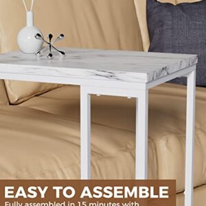 HOME BI C Table End Table, Beside Bed Sofa End Table, Save Spaces Side Table C Shape, Easy to Install Side Table for Living Room Bedroom White