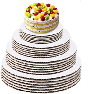 twdrer 24 cake board rounds, white cake circles cake base circle cardboard base (6, 8, 10 & 12-inch) for cake decorating & multi-tier stacked cakes