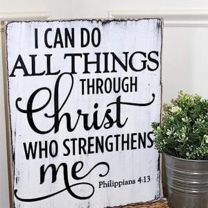 I can do All Things Through Christ who Strengthens me, Religious Wood Sign, Rustic Bible Verse Sign, Philippians 4:13