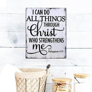 I can do All Things Through Christ who Strengthens me, Religious Wood Sign, Rustic Bible Verse Sign, Philippians 4:13