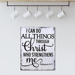 I can do All Things Through Christ who Strengthens me, Religious Wood Sign, Rustic Bible Verse Sign, Philippians 4:13