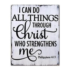 I can do All Things Through Christ who Strengthens me, Religious Wood Sign, Rustic Bible Verse Sign, Philippians 4:13