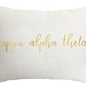 Sorority Shop Kappa Alpha Theta Pillow – Gold Script Design, 12" x 16" Lumbar Pillow Sorority