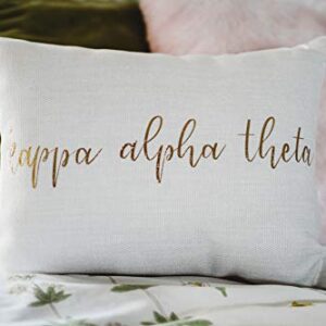 Sorority Shop Kappa Alpha Theta Pillow – Gold Script Design, 12" x 16" Lumbar Pillow Sorority