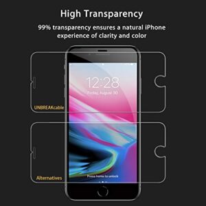 UNBREAKcable Screen Protector for iPhone SE 2022/ SE 2020/ iPhone 8/7, Double Shatterproof Tempered Glass [Easy Installation Frame] [9H Hardness] [HD Clear] for iPhone SE/8/7/6s/6 4.7inch - 2 Pack