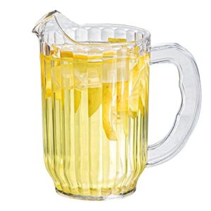 restaurantware base 32 ounce beer pitcher, 1 durable restaurant pitcher - hard plastic, serve soda, lemonade, juice, or sangria, clear plastic water pitcher, for bars, parties, or homes