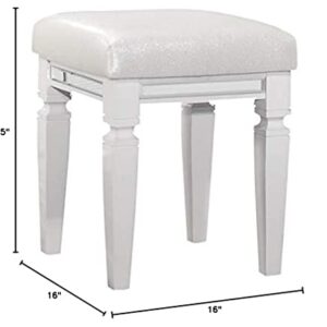 Lexicon Laoghaire Fabric Vanity Stool, White