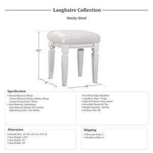 Lexicon Laoghaire Fabric Vanity Stool, White