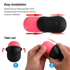 Aotao Silicone Case for Gear IconX (2018 Edition), Soft and Flexible, Scratch/Shock Resistant Silicone Cover with Carabiner for Gear IconX (Black)