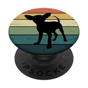 Retro Rainbow Chihuahua Dog PopSockets Grip and Stand for Phones and Tablets