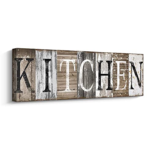 Pinetree Art Rustic Farmhouse Kitchen Wall Decor Canvas Prints Kitchen Signs Wall Decor (With Solid Wood Inner Frame)