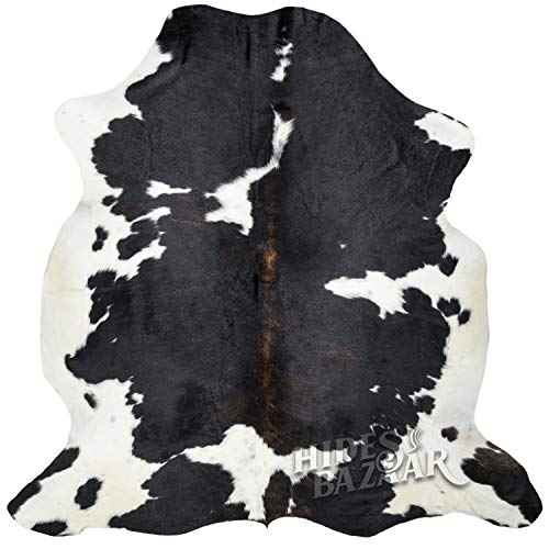 HIDES BAZAAR Dark Brown, Dark Chocolate, Black Tricolor Cowhide Rug, Natural Leather Hide, Area Rug (6x7 ft)