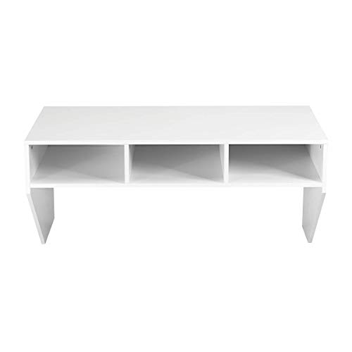 Giantex Wall Mounted Desk Floating Computer Desk, Writing Study Table W/3 Storage Shelves, Laptop PC Table for Living Room, Bedroom, Office (White)