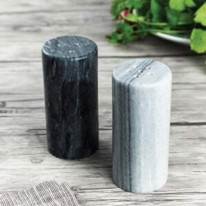 Fox Run White and Black Marble Salt and Pepper Shaker Set, Set of 2 (White/Black)