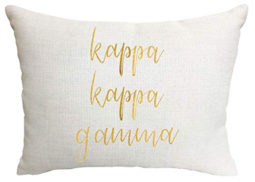 Sorority Shop Kappa Kappa Gamma Pillow – Gold Script Design, 12" x 16" Lumbar Pillow Sorority