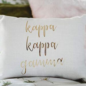 Sorority Shop Kappa Kappa Gamma Pillow – Gold Script Design, 12" x 16" Lumbar Pillow Sorority