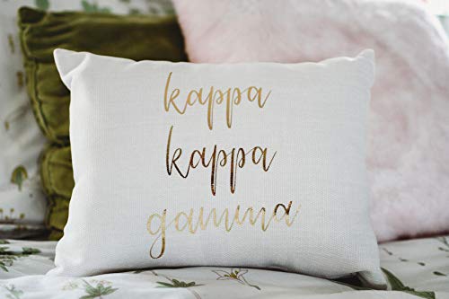 Sorority Shop Kappa Kappa Gamma Pillow – Gold Script Design, 12" x 16" Lumbar Pillow Sorority