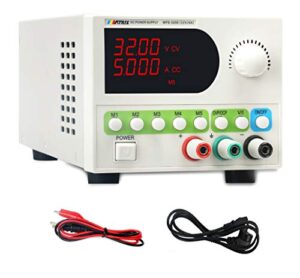 matrix dc power supply variable 30v 5a adjustable switching regulated dc bench power supply 4-digits led voltage and current display 32v/6a output coarse and fine adjustments with alligator leads