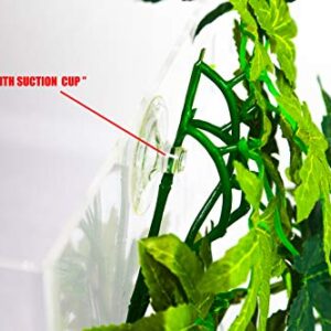 AQUA KT Reptile Plant Jungle Vine with Suction Cup for Snake Lizard Bearded Dragon Climbing Terrarium Habitat Decoration, 12 Inch Length, Green