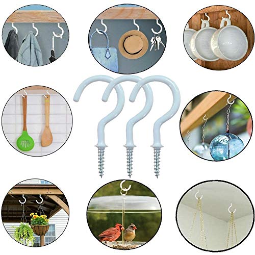 Fjiangyi Pack of 40 Utility 1-1/2 inch Ceiling Hooks Vinyl Coated Screw-in Wall Hooks Plant Hooks Hangers Kitchen Hooks Cup Hooks for Indoor & Outdoor Use