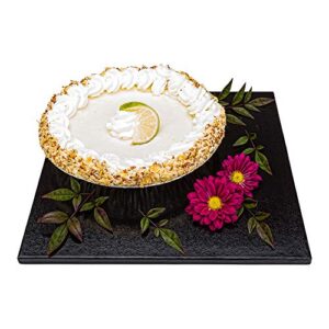 restaurantware pastry tek 12 inch x 1/2 inch thick cake drum, 1 covered edge cake board - square, grease resistant, black cardboard thick cake base, durable, for parties or catering