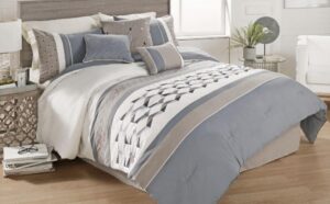riverbrook home country manor comforter set, king, beren - blue/tan/ivory, 7 piece set