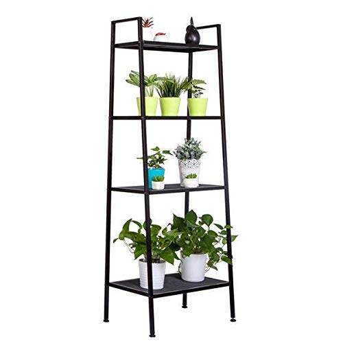 FRITHJILL Book Ladder Shelf,4-Tier Ladder Shelf Bookcase Storage Flower Shelf Display Shelf，Black