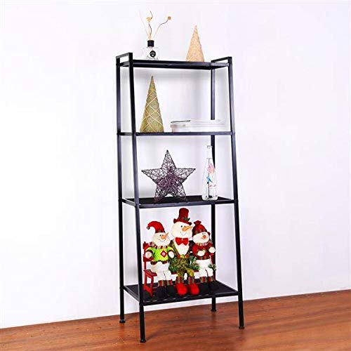 FRITHJILL Book Ladder Shelf,4-Tier Ladder Shelf Bookcase Storage Flower Shelf Display Shelf，Black