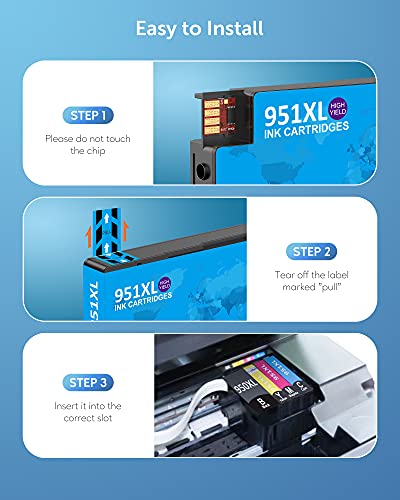 Compatible Ink Cartridge Replacement for HP 950XL 951XL 950 951 Ink Cartridge Works with HP OfficeJet Pro 8600 8610 8620 8100 8630 8660 8640 8615 8625 276DW 251DW 271DW