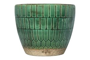 creative co-op distressed small tile terracotta planter, green