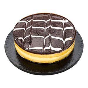 restaurantware pastry tek 10 inch x 1/2 inch thick cake drum, 1 covered edge cake board - round, grease resistant, black cardboard thick cake base, durable, for parties or catering
