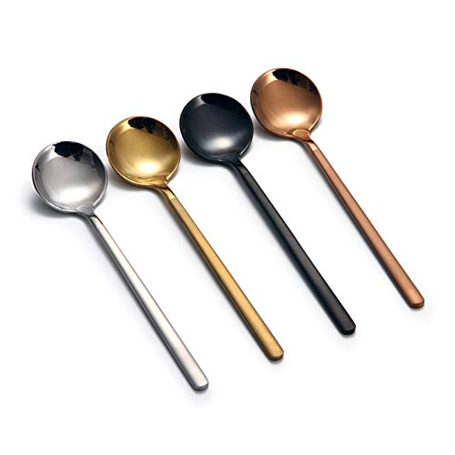 8 Pcs Coffee Spoons Teaspoons 5.3-Inch Matte Frosted Handle Stainless Steel Espresso Spoons for Coffee Ice Cream Sugar Dessert Cake Soup