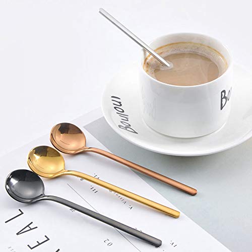 8 Pcs Coffee Spoons Teaspoons 5.3-Inch Matte Frosted Handle Stainless Steel Espresso Spoons for Coffee Ice Cream Sugar Dessert Cake Soup