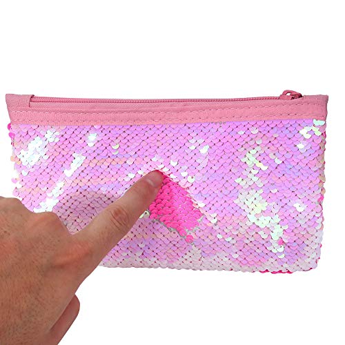 Cute Pencil Case for Girls Kids Mermaid Sequin Pencil Pouch Pen Holder Cosmetic Makeup Organizer Bag Purse for Women