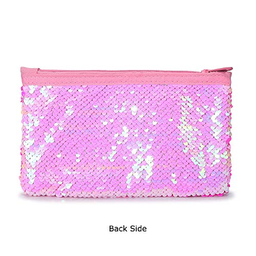 Cute Pencil Case for Girls Kids Mermaid Sequin Pencil Pouch Pen Holder Cosmetic Makeup Organizer Bag Purse for Women