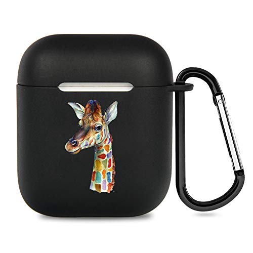 Airpods Case Personalized Black TPU Soft Rubber Accessories Full Protective Shockproof Case for AirPods 2 & 1 Giraffe