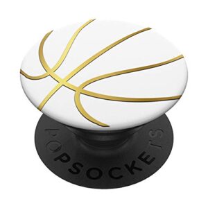golden basketball on a white popsockets swappable popgrip