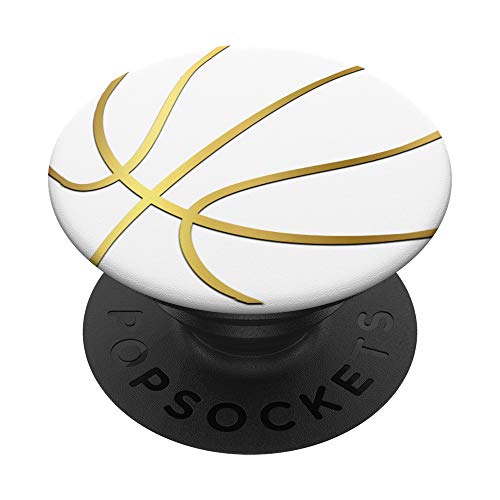 Golden Basketball On a white PopSockets Swappable PopGrip