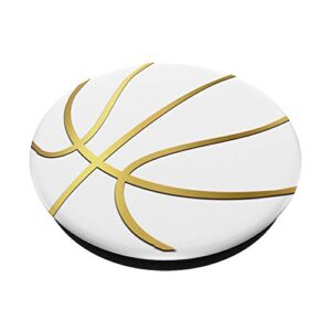 Golden Basketball On a white PopSockets Swappable PopGrip