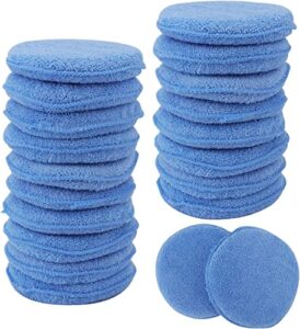 microfiber applicator pad, 20 pack 5 inch blue ultra-soft car wax applicator pad use for detailing, waxing, dust removing and polishing vehicles, foam auto wax applicator pad