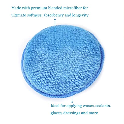 Microfiber Applicator Pad, 20 Pack 5 Inch Blue Ultra-Soft Car Wax Applicator Pad Use for Detailing, Waxing, Dust Removing and Polishing Vehicles, Foam Auto Wax Applicator Pad