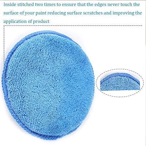 Microfiber Applicator Pad, 20 Pack 5 Inch Blue Ultra-Soft Car Wax Applicator Pad Use for Detailing, Waxing, Dust Removing and Polishing Vehicles, Foam Auto Wax Applicator Pad