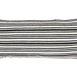 Creative Co-Op White Cotton & Chenille Woven Lumbar Raised Black Stripes & Thick Tassels Pillows