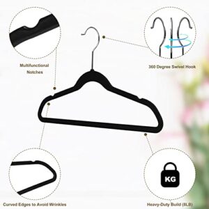 Quality Kids Plastic 30 Pack Non Velvet Non-Flocked Thin Compact Children's Hangers Swivel Hook for Shirts Blouse Coats (Black, 30)