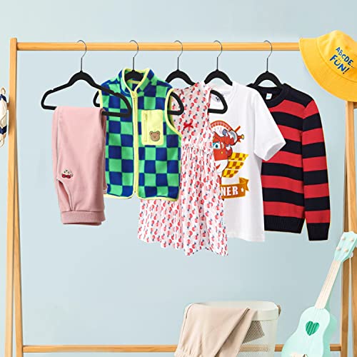 Quality Kids Plastic 30 Pack Non Velvet Non-Flocked Thin Compact Children's Hangers Swivel Hook for Shirts Blouse Coats (Black, 30)