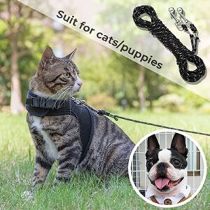 CHERPET Reflective Cat Leash - 30 ft Escape Proof Walking Lead Yard Long Leash, Durable Extender Leash Training Playing Outdoor for Cats Puppy Kitten Small Dogs Rabbit Small Animals