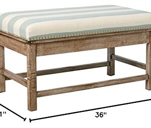 Decor Therapy Farley Upholstered Weathered Ottoman, 35.43x20.08x19.69, Driftwood