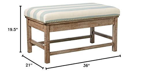 Decor Therapy Farley Upholstered Weathered Ottoman, 35.43x20.08x19.69, Driftwood