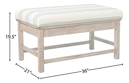 Decor Therapy Farley Upholstered Weathered Ottoman, 35.43x20.08x19.69, Driftwood